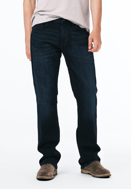 Slim Boot King Men's Jeans in Whiskered and Sanded Dark Blue - BM22675